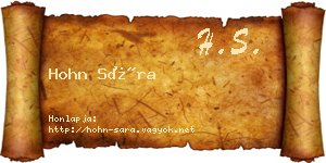 Hohn Sára névjegykártya